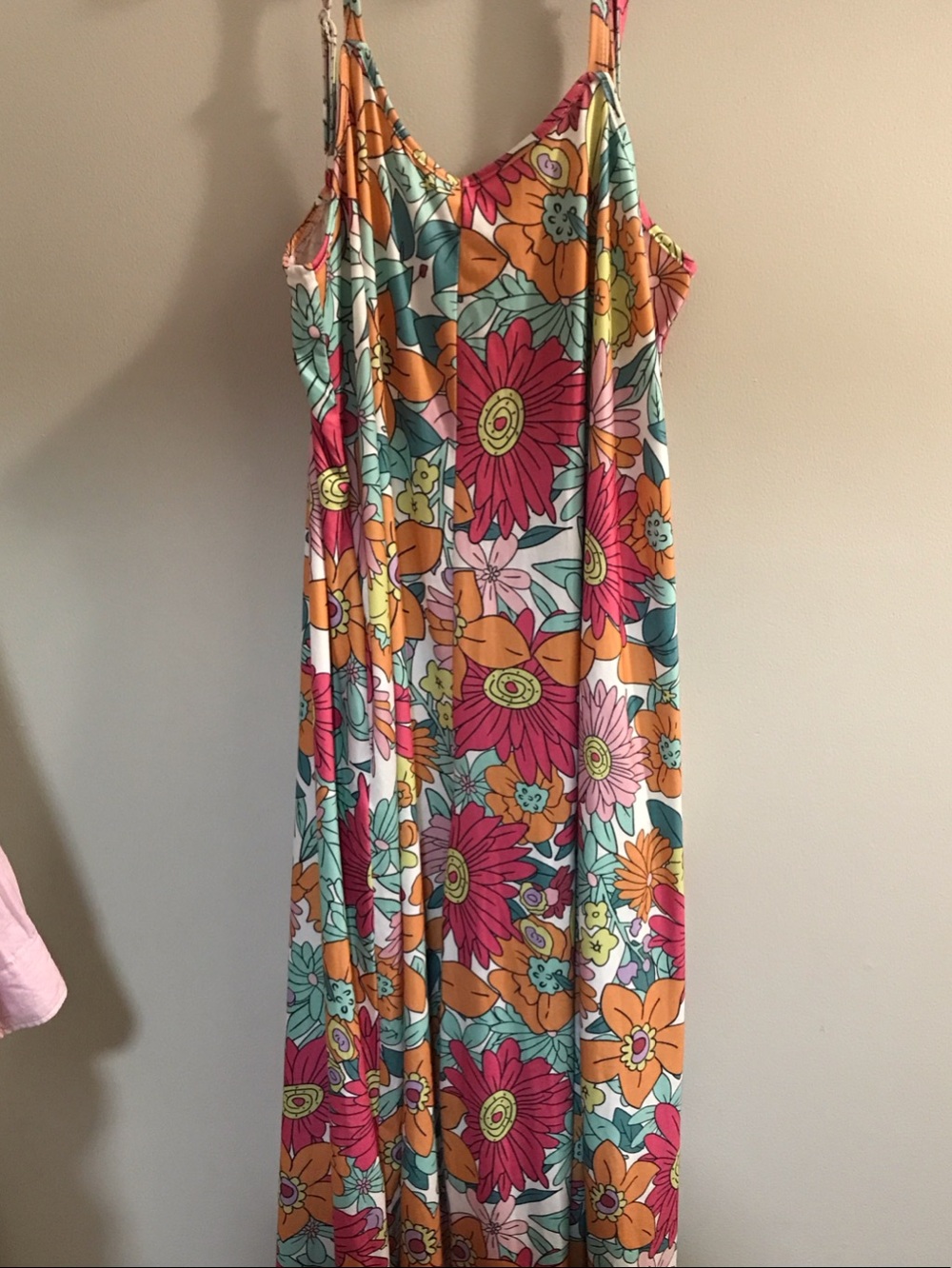 BloomChic Floral Romber Sundress Palazzo Style in Pink, Orange & Teal